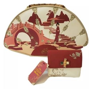 Lot of 2 Loungefly Disney Mulan Bamboo Handle Fan